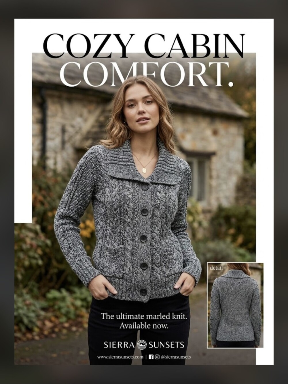 St. John's Bay Gray Marled Cable Knit Button-Up Cardigan